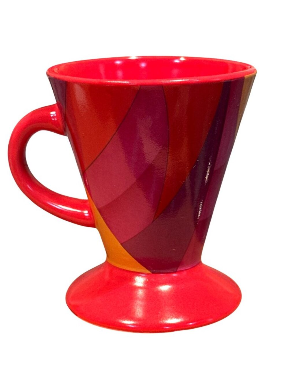 Mware Set of 5 Footed Espresso Cups Red Purple Geometric Demitasse Retro